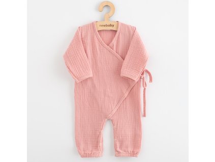 Kojenecký mušelínový overal New Baby pink - vel. 86 (12-18m)