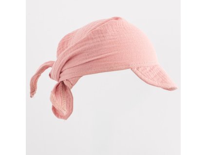 Dětský letní mušelínový šátek s kšiltem New Baby pink - vel. 56/62