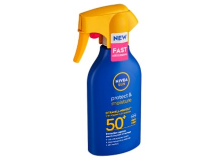 NIVEA SUN sprej na opalování protect & moisture OF50+, 270 ml