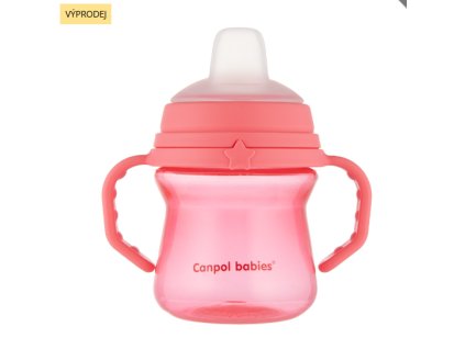 Canpol babies Hrneček se silikonovým pítkem FirstCup 150ml růžový