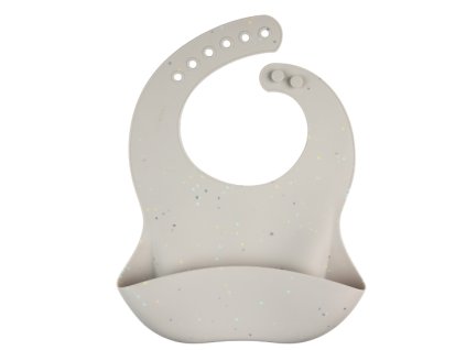 Canpol babies Silikonový bryndák s kapsou DOTS šedý