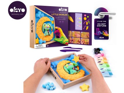 OKTO Modelování Malý svět v rámečku motiv "Zajíček na měsíci" 21x21 cm