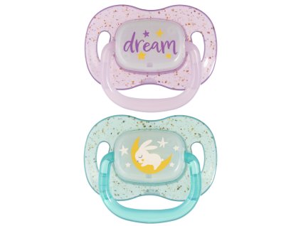 canpol babies dudlik svitici silikonovy symetricky nightglow 6 18m 2ks holka