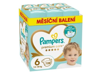 Pampers Premium Care 6 XL (13–18 kg) 128 ks - měsíční balení