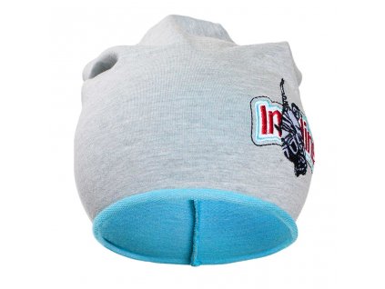Podzimní dětská čepička New Baby In-line šedo-tyrkysová - vel. 110 (4-5r)