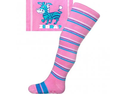 Bavlněné punčocháčky New Baby s ABS růžové zebra s pruhy - vel. 104 (3-4r)