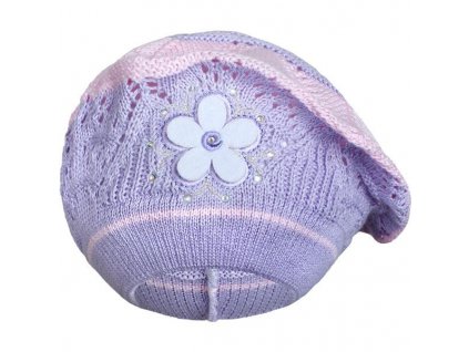 Pletená čepička-baret New Baby fialová - vel. 104 (3-4r)