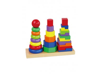 Dřevěné barevné pyramidy pro děti Viga