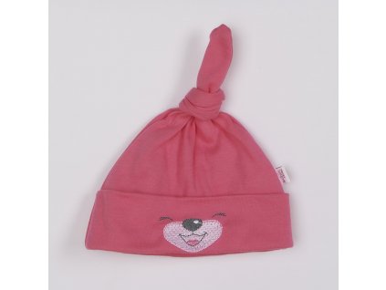Bavlněná kojenecká čepička Bobas Fashion Lucky tmavě růžová - vel. 68 (4-6m)