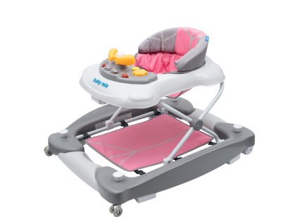 Dětské chodítko s houpačkou a silikonovými kolečky Baby Mix růžové