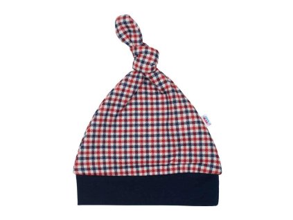 Kojenecká bavlněná čepička New Baby Checkered - vel. 74 (6-9m)