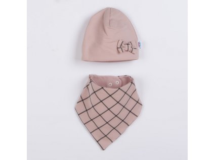 Kojenecká čepička s šátkem na krk New Baby Missy růžová - vel. 86 (12-18m)