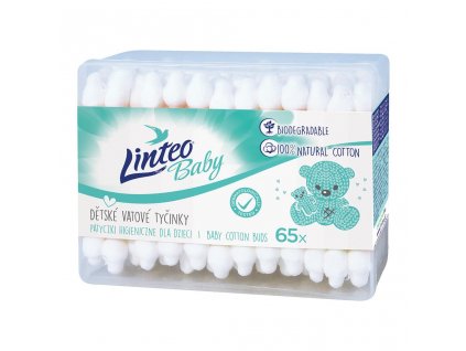 Papírové vatové tyčinky 100% natural Linteo 65 ks v boxu