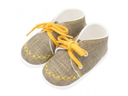 Kojenecké capáčky tenisky New Baby jeans mustard 0-3 m - vel. 116/122