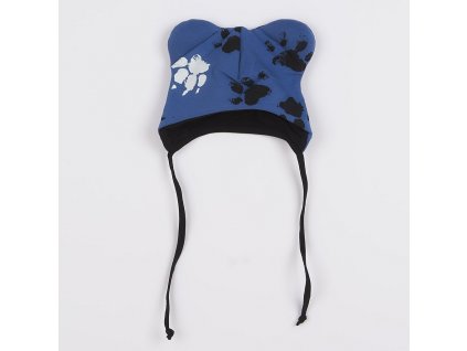 Kojenecká bavlněná čepička s oušky New Baby tlapka modrá - vel. 80 (9-12m)
