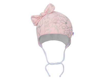 Kojenecká bavlněná čepička s mašličkou New Baby NUNU růžová - vel. 68 (4-6m)