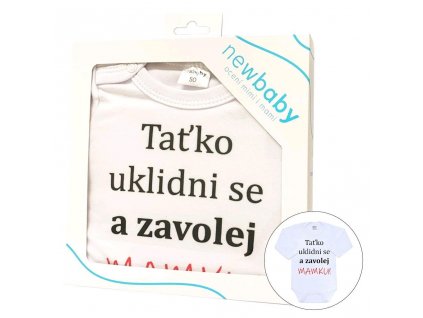 Body s potiskem New Baby a zavolej MAMKU! - dárkové balení - vel. 74 (6-9m)