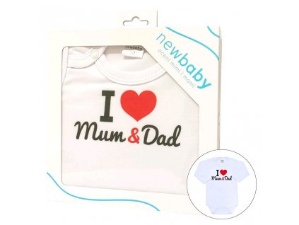 Body s potiskem New Baby I Love Mum and Dad - dárkové balení - vel. 80 (9-12m)