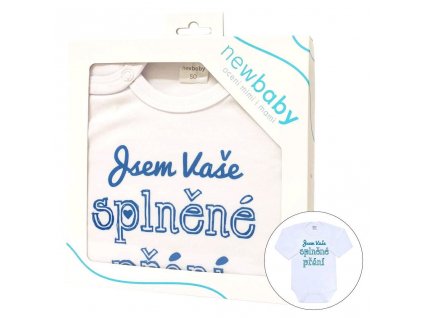 Body s potiskem New Baby Jsem Vaše splněné přání - dárkové balení - vel. 86 (12-18m)