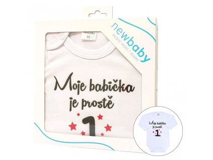 Body s potiskem New Baby Moje babička je prostě jednička - dárkové balení - vel. 74 (6-9m)