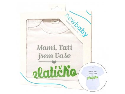 Body s potiskem New Baby Mami, Tati jsem Vaše zlatíčko - dárkové balení - vel. 74 (6-9m)