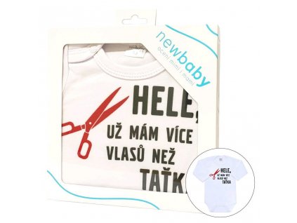 Body s potiskem New Baby Více vlasů než taťka - dárkové balení - vel. 68 (4-6m)