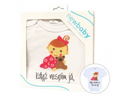 Body s potiskem New Baby Když nespím já, tak ani vy - dárkové balení - vel. 50