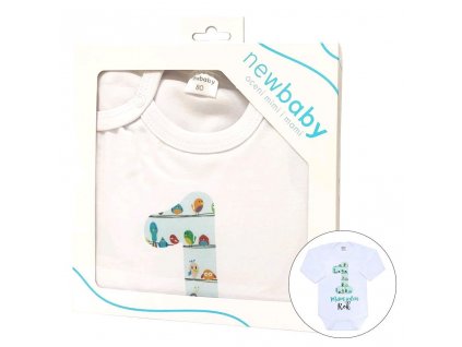 Body s potiskem New Baby Mám jeden Rok - dárkové balení - vel. 86 (12-18m)