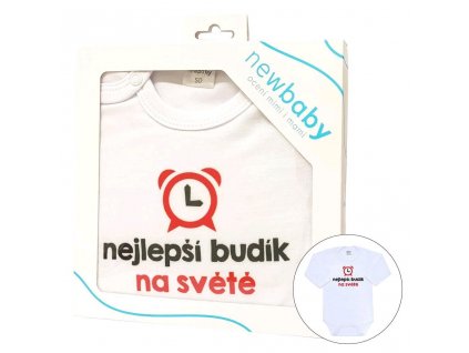 Body s potiskem New Baby nejlepší budík na světě - dárkové balení - vel. 74 (6-9m)