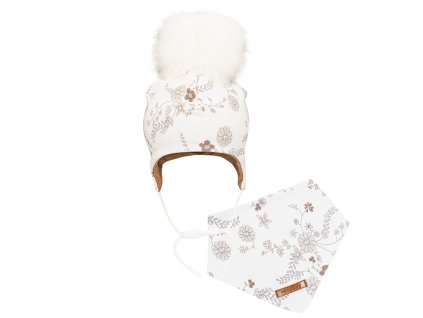 Podzimní holčičí kojenecká čepička s šátkem na krk New Baby Special One - vel. 80 (9-12m)