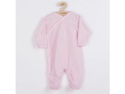 Kojenecký bavlněný overal s bočním zapínáním New Baby Lovely puntíky - vel. 74 (6-9m)