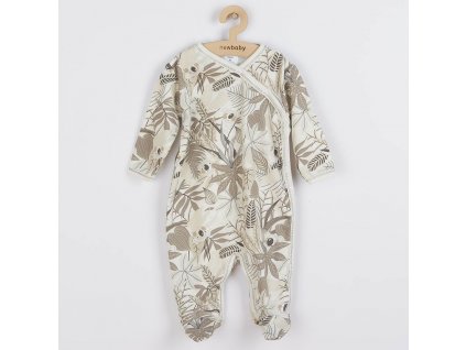 Kojenecký bavlněný overal s bočním zapínáním New Baby Lovely hnědý - vel. 74 (6-9m)