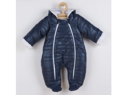 Zimní kojenecká kombinéza s kapucí a oušky New Baby Pumi blue - vel. 62 (3-6m)