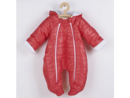 Zimní kojenecká kombinéza s kapucí a oušky New Baby Pumi red raspberry - vel. 68 (4-6m)
