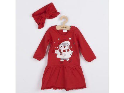 Kojenecké bavlněné šatičky s čelenkou New Baby Winter Penguin - vel. 62 (3-6m)