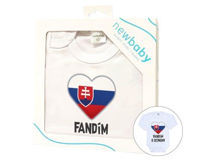 Body s potiskem New Baby Fandím s ocinom biele - darčekové balenie - vel. 86 (12-18m)