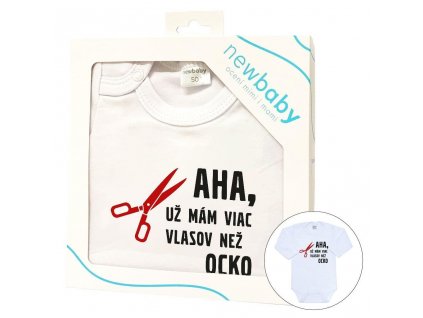 Body s potiskem New Baby Viac vlasov než ocko - darčekové balenie - vel. 86 (12-18m)