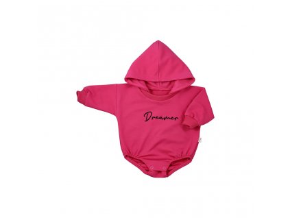 Kojenecké teplákové body baggy s kapucí Koala Dreamer tmavě růžová - vel. 62 (3-6m)
