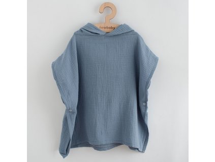 Dětské mušelínové pončo New Baby Feeling modrá 35 cm - vel. XL