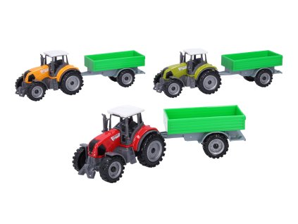 Traktor s vlečkou kovový 18 cm