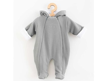 Kojenecká kombinéza s kapucí New Baby Frosty grey - vel. 56 (0-3m)