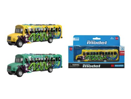 Autobus kovový na zpětné natažení 14 cm