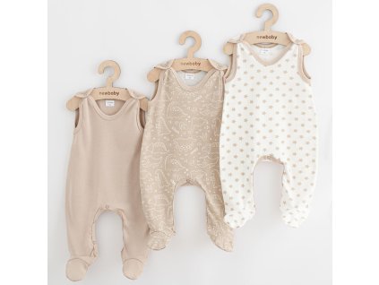 Kojenecké dupačky New Baby Classic II Uni 3ks béžové - vel. 62 (3-6m)