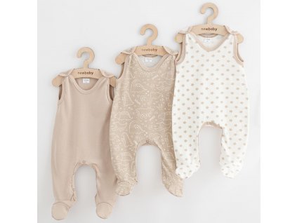 Kojenecké dupačky New Baby Classic II Uni 3ks béžové - vel. 80 (9-12m)