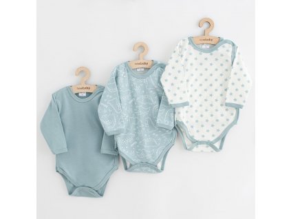 Kojenecké celorozepínací body New Baby Classic II Uni 3ks mátové - vel. 62 (3-6m)