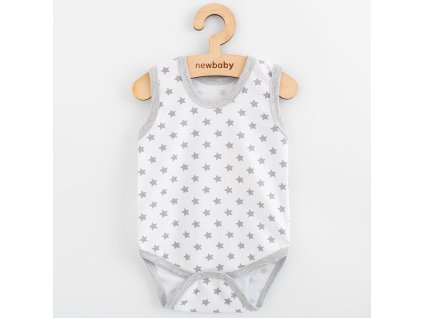 Kojenecké body bez rukávů New Baby Classic II hvězdičky šedé kluk - vel. 56 (0-3m)