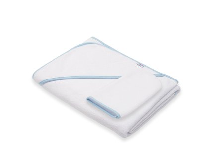 Dětská froté osuška s kapucí New Baby BASIC 100x100 bílo-modrá