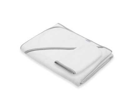 Dětská froté osuška s kapucí New Baby BASIC 100x100 bílo-šedá