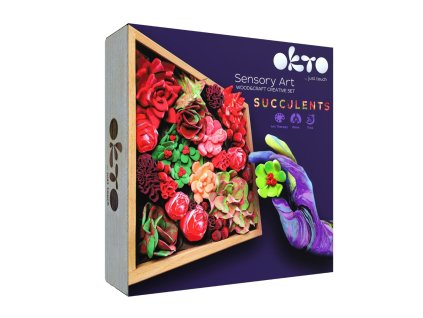 OKTO Passion Výtvarná modelovací sada sukulenty v dřevěném rámu 21x21 cm