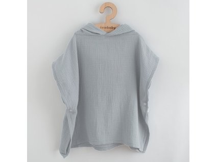 Dětské mušelínové pončo New Baby Feeling světle šedé 35 cm - vel. XL